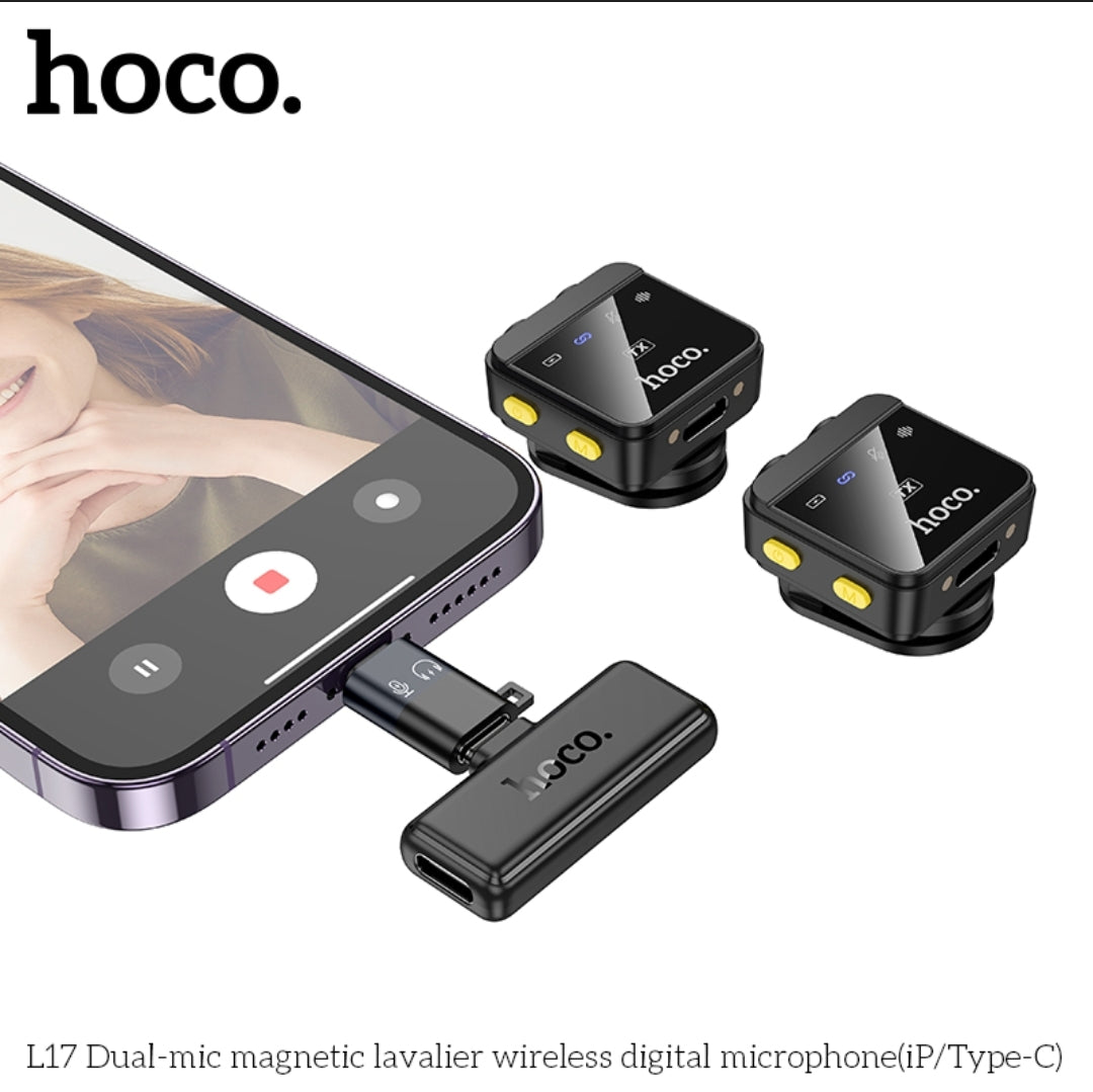 Hoco L17 Digital Wireless Microphone – Portable Clip-On Mic for Recording, Streaming & Live Events