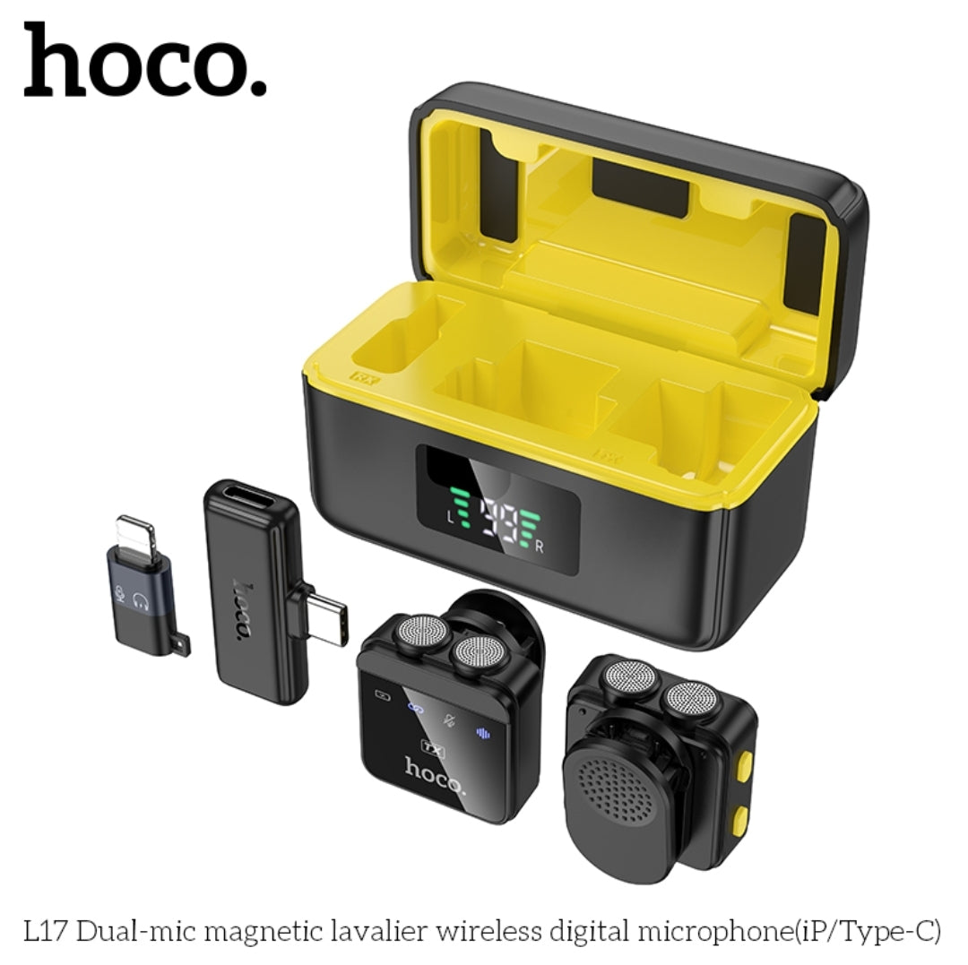 Hoco L17 Digital Wireless Microphone – Portable Clip-On Mic for Recording, Streaming & Live Events