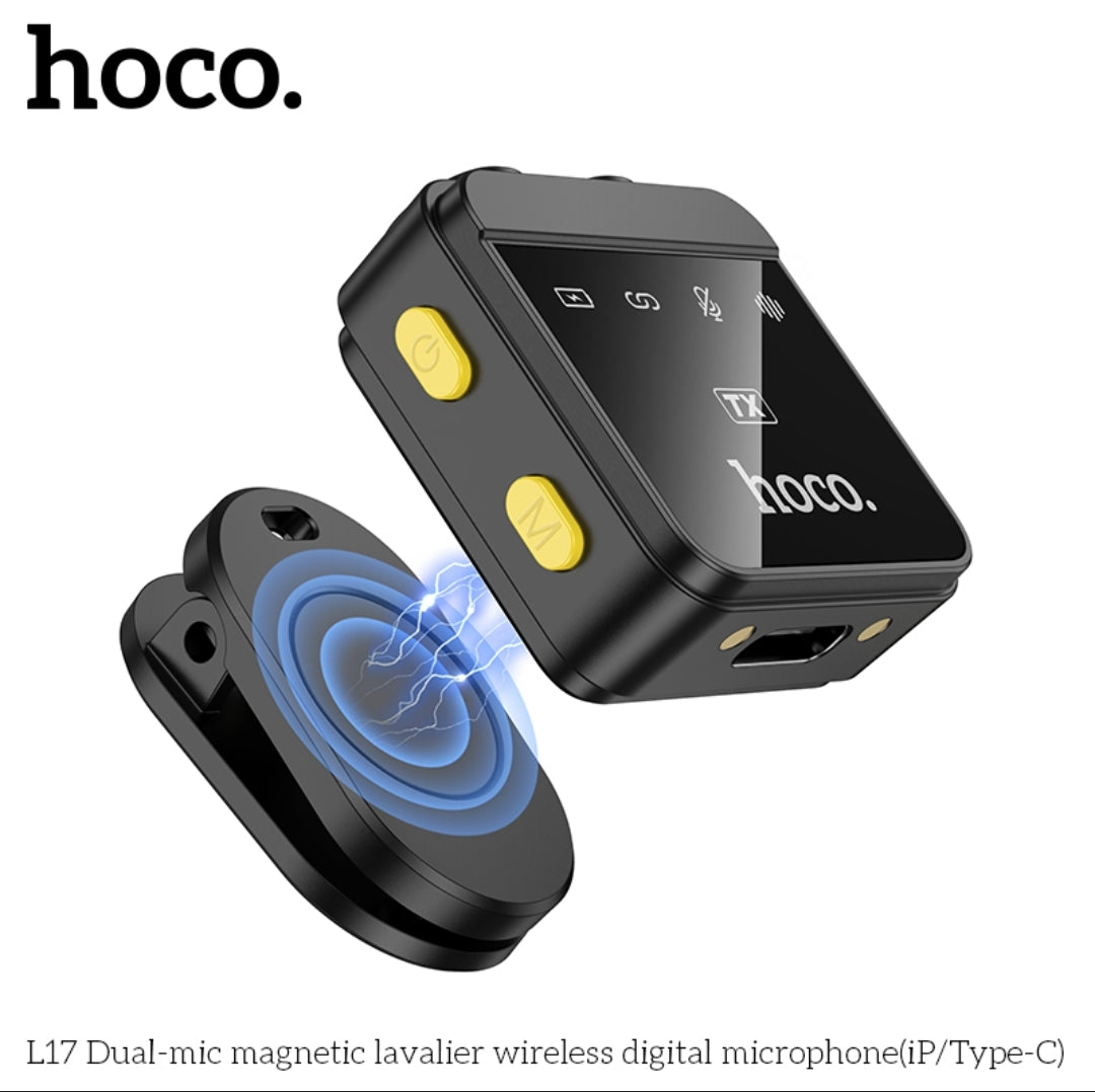 Hoco L17 Digital Wireless Microphone – Portable Clip-On Mic for Recording, Streaming & Live Events