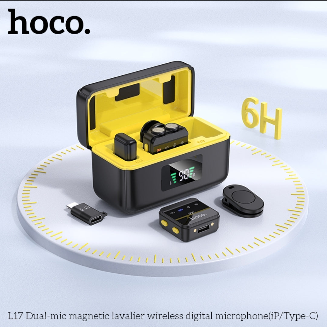 Hoco L17 Digital Wireless Microphone – Portable Clip-On Mic for Recording, Streaming & Live Events