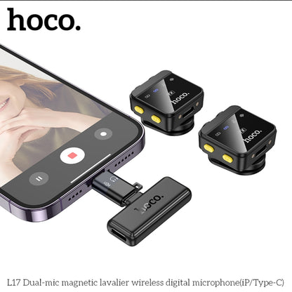 Hoco L17 Digital Wireless Microphone – Portable Clip-On Mic for Recording, Streaming & Live Events